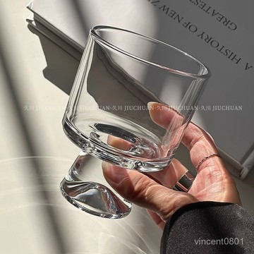 ✨好物優選✨高顔值玻璃杯飲料果汁杯喝水杯子ins風設計小衆高腳甜品杯咖啡杯 C0TU