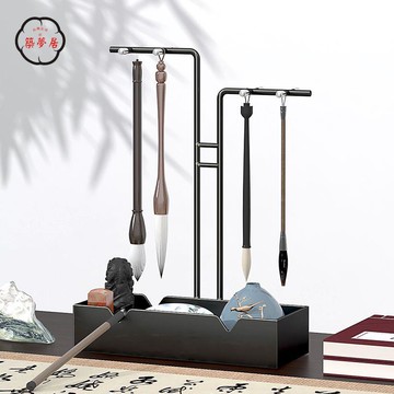 毛筆架 筆架 毛筆掛架 鐵藝毛筆筆架 筆掛架子 擺件掛件架 書法創意掛毛筆 新中式文房 四寶架 特惠/全館折扣 免運 可開發票 z5416