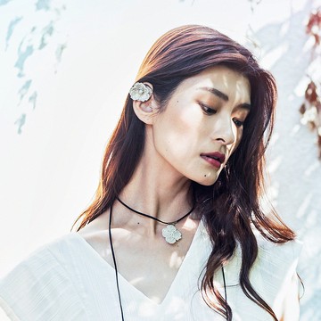 Hinageshi 刺繡耳夾銀