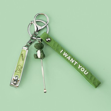 卡通動物指甲刀挖耳勺鑰匙扣掛飾創意網紅手繩指甲鉗汽車鏈包掛飾