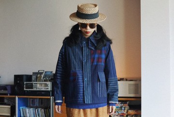 上海土布 秋冬中性英倫夾克短外套 老布手織布 拼布製作