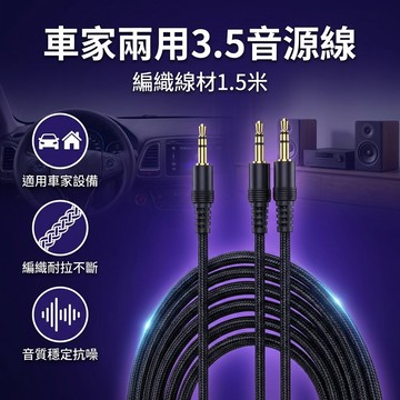 【台灣現貨】 車家兩用3.5 音源線 (1.5米)(公對公)