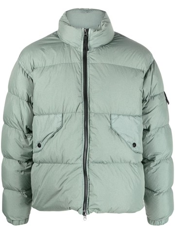 Stone Island - Crinkle Reps Compass-badge puffer jacket - men - Polyurethane Resin/Polyamide/Polyamide/Feather Down - M - Green