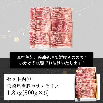 ふるさと納税 美郷町 宮崎県産豚バラスライス 1.8kg(300g×6袋)