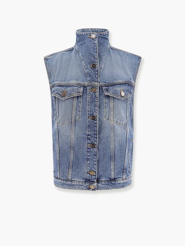 Stone washed denim sleeveless jacket - ALAIA - gender_Woman