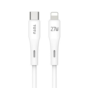 TOTU Lightning/Type-C/iPhone/PD充電線傳輸線快充線 3A快充 液態矽膠 膚感 1M 白色 支援iPhone5-14系列