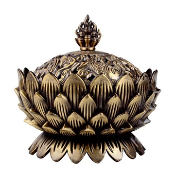聚緣閣合金蓮花香爐家居擺件鏤空熏香爐檀香爐香道用具供奉用品