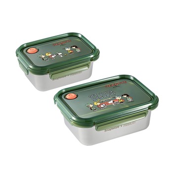 【Snapware康寧密扣】 SNOOPY史努比露營趣不鏽鋼保鮮盒-二件組B02/可微波/烤箱/保鮮盒
