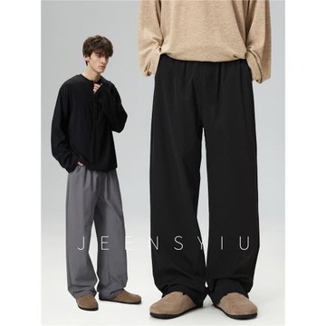 加絨加厚褲子男款冬季運動休閑褲男直筒衛褲寬松男褲長褲黑色西褲