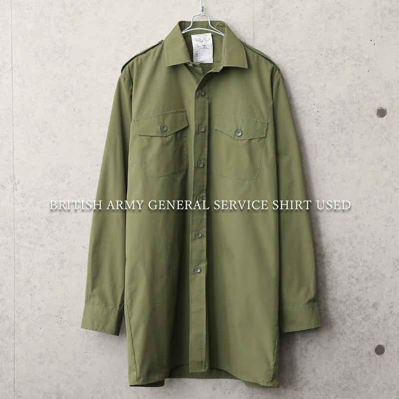 実物 USED イギリス軍 GENERAL SERVICE シャツ オリーブ ミリタリー