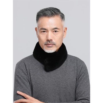 男士圍脖短款冬天中老年人保暖獺兔毛圍脖皮草圍巾毛絨護頸小圍脖
