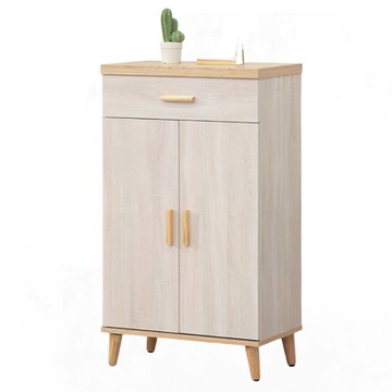 文創集 歐莉雙色2尺二門單抽鞋櫃-60x40x107cm免組