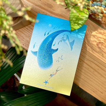 【和平與愛】故事插畫明信片 /鯨鯊/潛水/魟魚