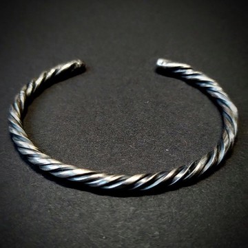 【Captain Flint銀飾】925 純銀麻花手鐲 手環 手工客製 織光之環