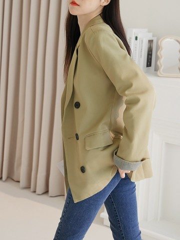 細緻格紋內裡雙排釦西裝外套