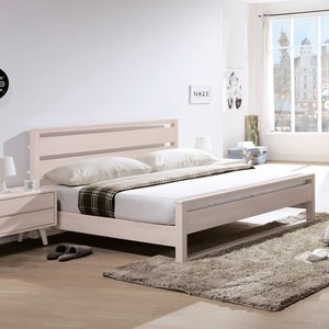 丹麥洗白全實木5尺床台