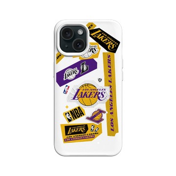 iPhone 15 SolidX 白 - NBA - 拼貼系列-洛杉磯湖人 L.A. Lakers - Collage