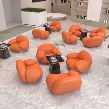 免運 新款網紅輕奢洽談休閑卡座異形沙發咖啡廳小戶型弧形皮藝桌椅組合114M