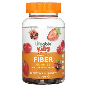 Lifeable, 兒童益生元纖維軟糖，天然漿果味，60 粒軟糖