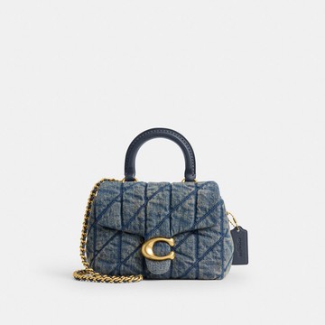 TABBY 丹寧棉絎縫細節 頂部手提把手袋