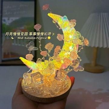 臺灣出貨+免運水月蝴蝶小夜燈氛圍手工diy材料女友閨蜜情侶創意生日畢業小禮物