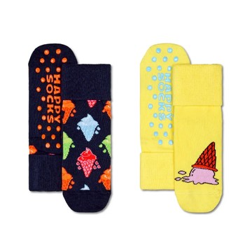 瑞典 HAPPY SOCKS Kids系列-霜淇淋摺疊袖口嬰童潮襪2入組 - 12~24M
