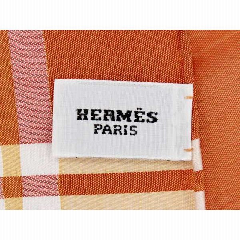 エルメス ハンカチ チェック ストライプ コットン HERMES ハンカチーフ