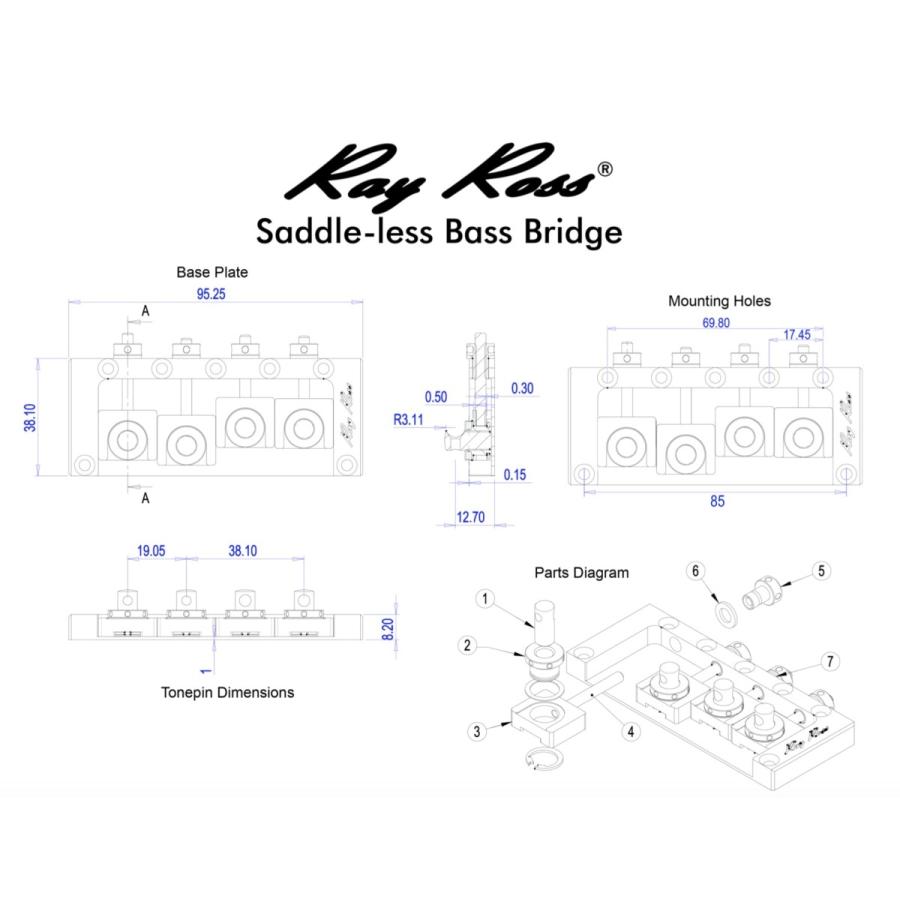 Ray Ross Saddle-Less Bass Bridge 4-String