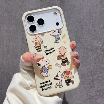 卡通玩耍查理史努比適用iPhone17promax手機殼蘋果16柔軟親膚15plus大孔14皮紋13軟殼12/11保護殼