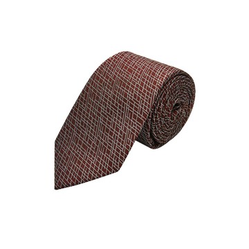 絲質印花紋配襯領帶/焦糖橘色 | 4110023033