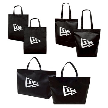 NEW ERA NE標 尼龍袋 品牌購物袋 黑色 簡約文青 肩背包 手提袋 多尺寸【TCC】