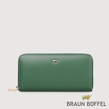 【BRAUN BUFFEL】城市-A 8卡拉鍊長夾-常綠色(德國小金牛台灣總代理)/BF841-602-EG