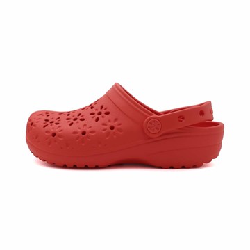 Crocs 卡駱馳  Classic Floral Cut Out 紅色 花蕊 克駱格 涼拖鞋 女款 B6005 (210927-6ZR)
