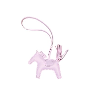 HERMES 愛馬仕 RODEO 小馬造型拼色小羊皮鑰匙圈/吊飾/掛飾(小/戀愛粉)