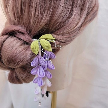 【紫藤小花簪】つまみ細工|日式布花|小U簪|京都縮緬布|