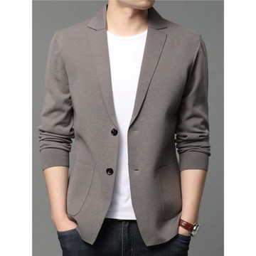 2026春秋男士針織衫外套潮流韓版小西裝純色開衫帥氣男裝毛衣外穿