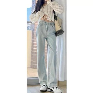 175高個子加長180牛仔褲女夏高腰直筒寬松垂感顯瘦超長拖地闊腿褲