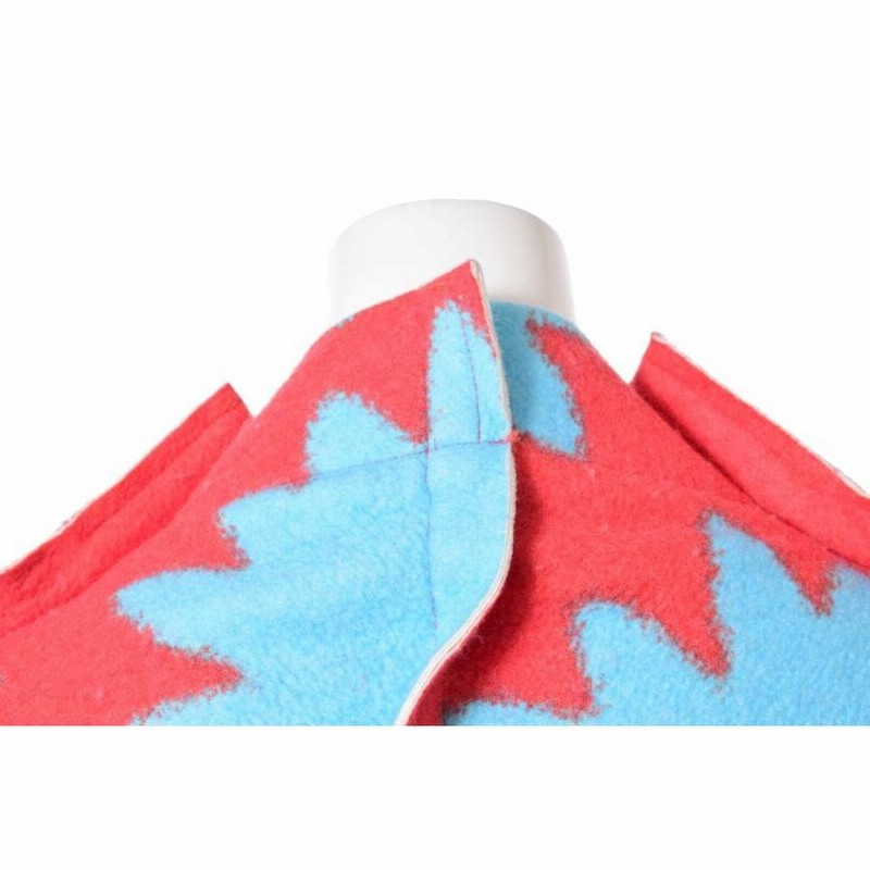 美品 COMME des GARCONS ジャガード 二次元コート S ブルー  