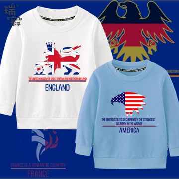 德國法國美國英國歐美國家國旗創意圓領衛衣男女兒童裝學生款長袖
