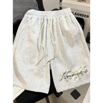 2025美式新款字母印花短褲男款夏季日常休閑百搭寬松直筒五分褲子