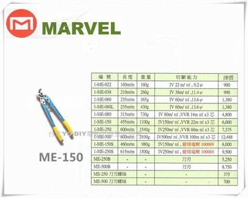 【台北益昌】日本電工第一品牌 MARVEL 電纜剪 ME-150
