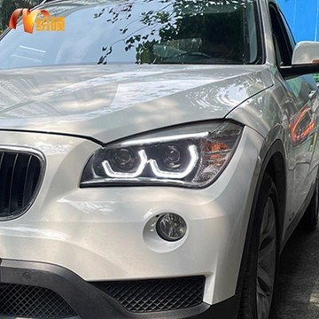 10-19款適用于BMWx1大燈總成改裝勺子款LED雙光透鏡天使眼日行燈