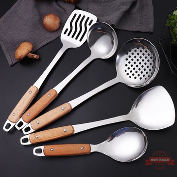 炒菜鏟子不銹鋼鍋鏟湯勺漏勺煎鏟家用廚具防燙加厚鏟勺廚房件套裝