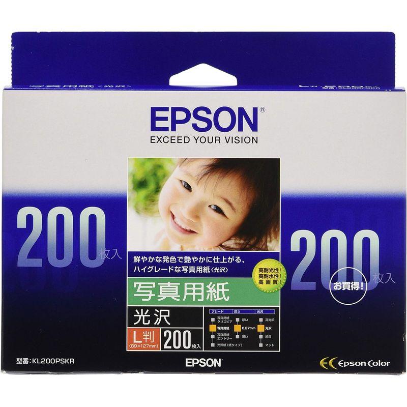 エプソン EPSON 写真用紙光沢 L判 200枚 KL200PSKR