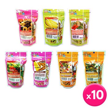 PINKIN-小動物美味點心70g~120g x10包(爆米花/野菜球/甜甜圈/香蕉乾/甜心餅/磨牙餅)