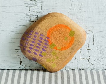 抽象手繪木質袖珍鏡（螢光橘）