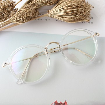 花都輕時尚復古圓框金屬一字腳平光眼鏡【G2969】-透明框