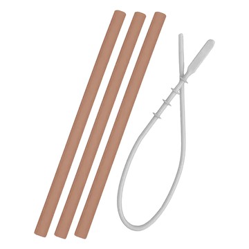 MiNiKOiOi 好好喝矽膠吸管組 可可棕  3支  1組