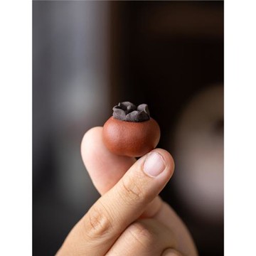 宜興原礦紫砂迷你可愛小柿子茶寵擺件精品可養茶具裝飾手工小茶玩