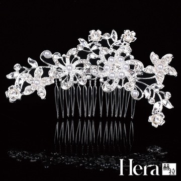 【Hera 赫拉】水鑽珍珠奢華髮梳新娘髮飾